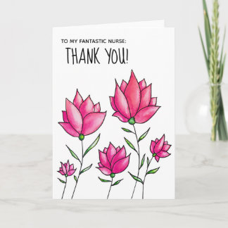 Nurse Watercolor Flowers Thank You Card
