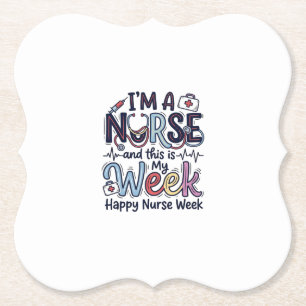Nurse Week Vintage Typography Shirt Design_1 Paper Coaster