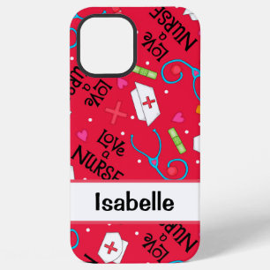 Nurse Whimsy Medical Art Red Name Personalised iPhone 12 Pro Max Case