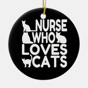 Nurse Who Loves Cats Ceramic Tree Decoration