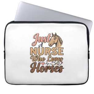 Nurse Who Loves Horses Vintage Engraving Shirt Des Laptop Sleeve