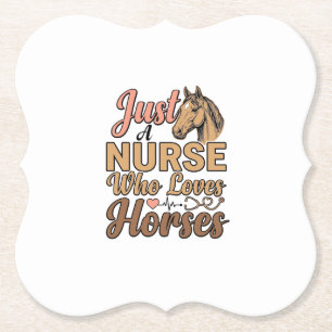 Nurse Who Loves Horses Vintage Engraving Shirt Des Paper Coaster