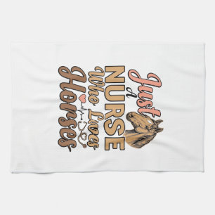 Nurse Who Loves Horses Vintage Engraving Shirt Des Tea Towel