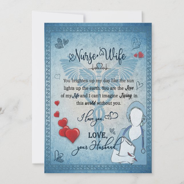 Nurse Wife Gift | Letter To Wife From Husband Holiday Card (Front)