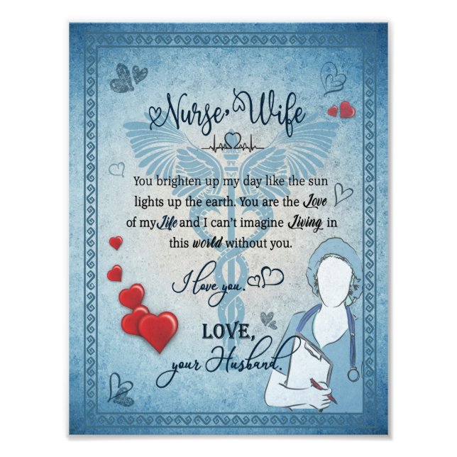 Nurse Wife Gift | Letter To Wife From Husband Photo Print (Front)