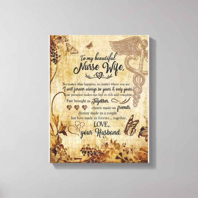 Nurse Wife Gifts | Letter To My Beautiful Wife Canvas Print (Front)