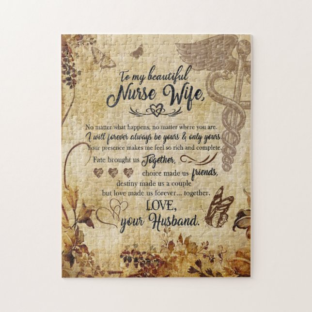 Nurse Wife Gifts | Letter To My Beautiful Wife Jigsaw Puzzle (Vertical)