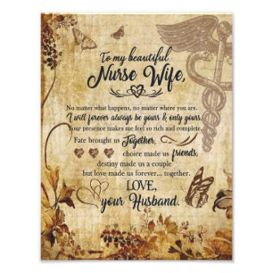 Nurse Wife Gifts   Letter To My Beautiful Wife Photo Print