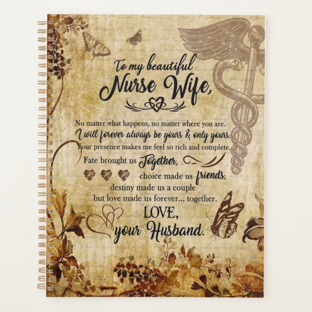 Nurse Wife Gifts | Letter To My Beautiful Wife Planner (Front)