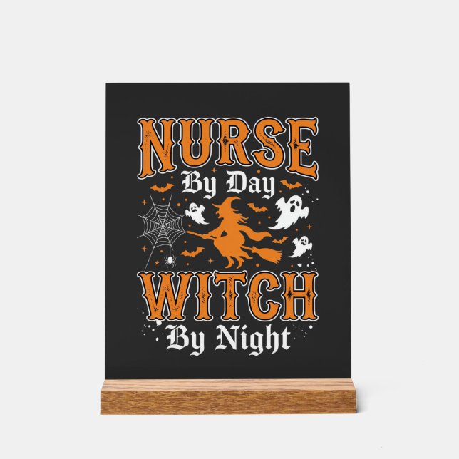 Nurse Witch Halloween Design (2) Acrylic Sign (Front)