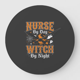 Nurse Witch Halloween Design (2) Large Clock