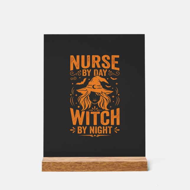 Nurse Witch Halloween Design Acrylic Sign (Front)