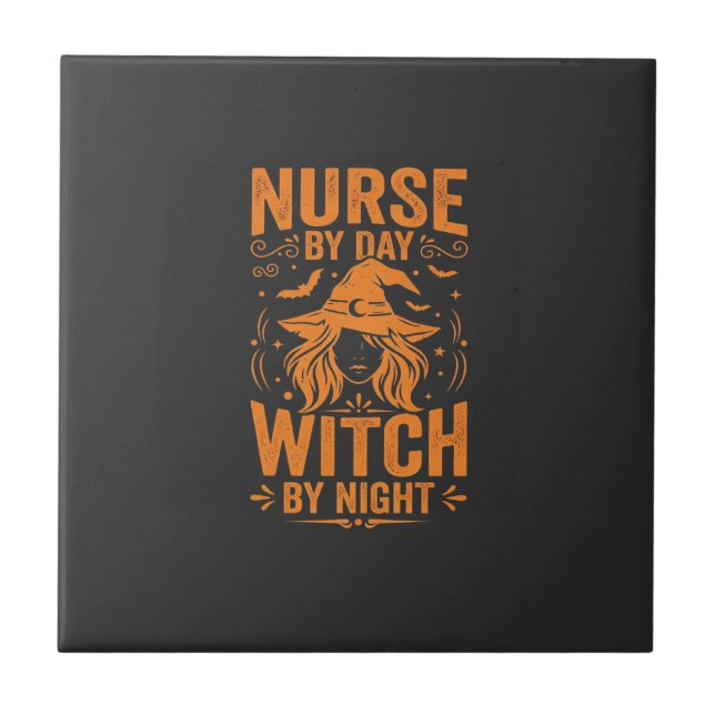 Nurse Witch Halloween Design Tile (Front)