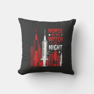 Nurse Witch Halloween Skyline Design_1 Cushion