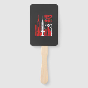 Nurse Witch Halloween Skyline Design_1 Hand Fan