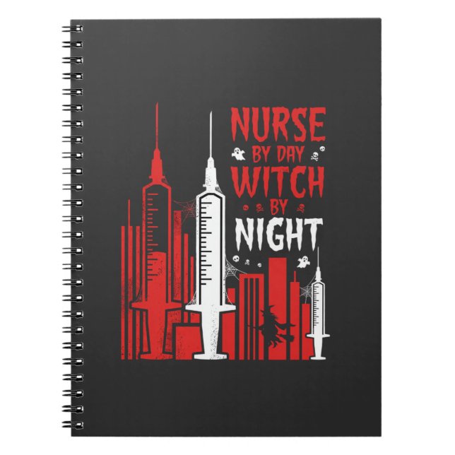 Nurse Witch Halloween Skyline Design_1 Notebook (Front)
