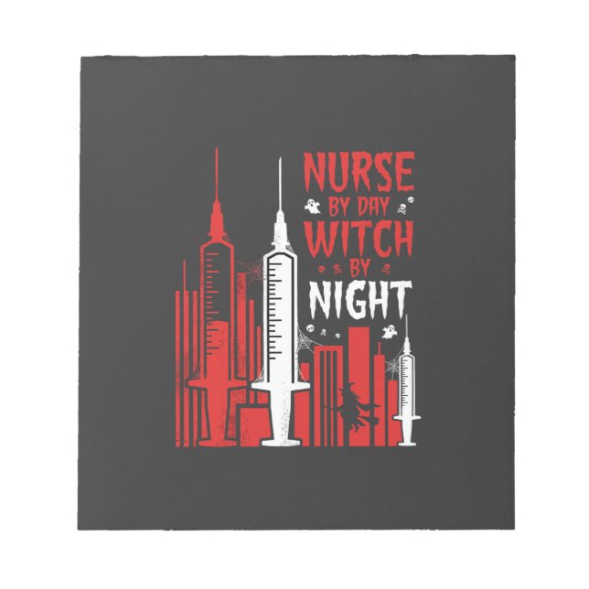 Nurse Witch Halloween Skyline Design_1 Notepad (Front)