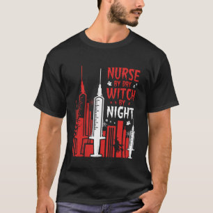 Nurse Witch Halloween Skyline Design_1 T-Shirt