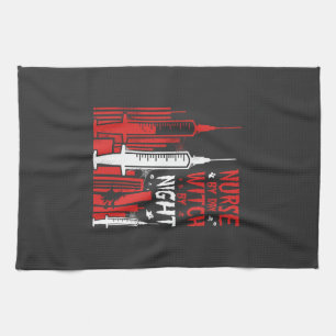Nurse Witch Halloween Skyline Design_1 Tea Towel
