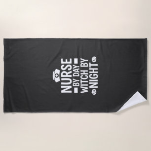Nurse Witch Halloween Vector Design_1 Beach Towel