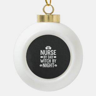 Nurse Witch Halloween Vector Design_1 Ceramic Ball Christmas Ornament