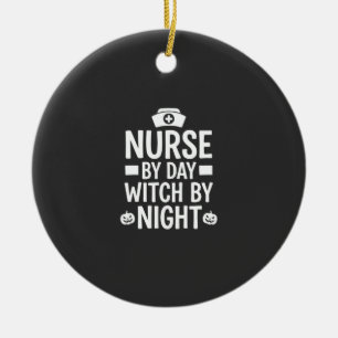 Nurse Witch Halloween Vector Design_1 Ceramic Tree Decoration
