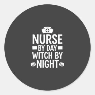 Nurse Witch Halloween Vector Design_1 Classic Round Sticker