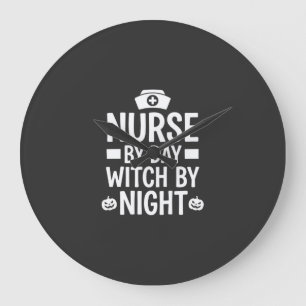 Nurse Witch Halloween Vector Design_1 Large Clock