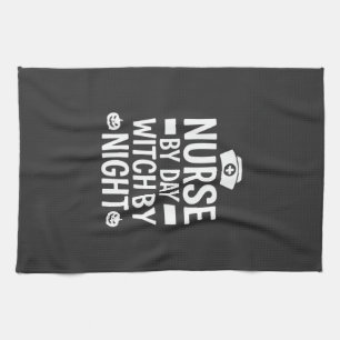 Nurse Witch Halloween Vector Design_1 Tea Towel