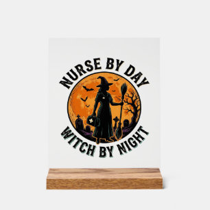 Nurse Witch Halloween Vintage Spooky Shift Design Acrylic Sign
