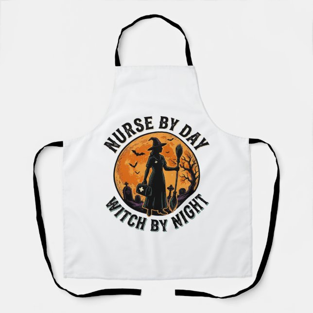 Nurse Witch Halloween Vintage Spooky Shift Design Apron (Front)