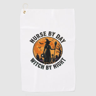 Nurse Witch Halloween Vintage Spooky Shift Design Golf Towel