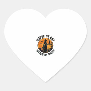 Nurse Witch Halloween Vintage Spooky Shift Design Heart Sticker