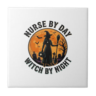 Nurse Witch Halloween Vintage Spooky Shift Design Tile
