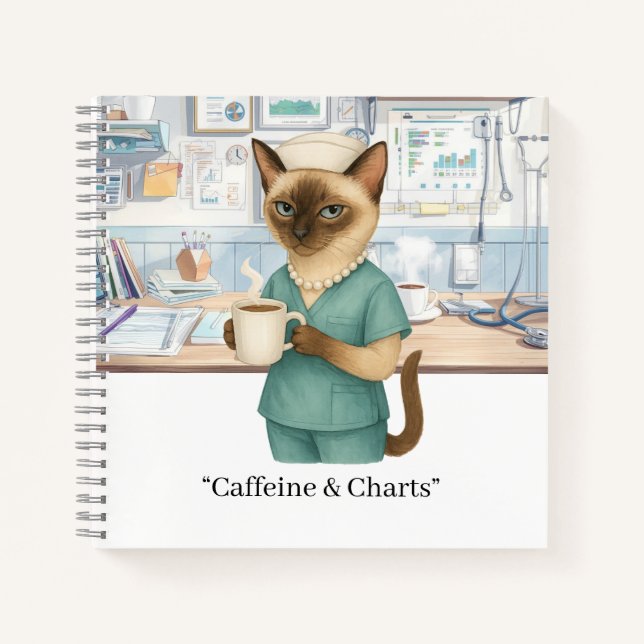 Nurse with coffee and  YOUR OWN TEXT  Notebook (Front)