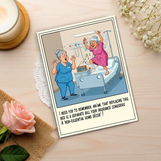 Nurse With Elderly Patient Dancing Get Well Postcard (Creator Uploaded)