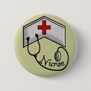 Nurse with EMBOSSED CAP & STETHOSCOPE 6 Cm Round Badge