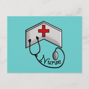 Nurse with EMBOSSED CAP & STETHOSCOPE Postcard