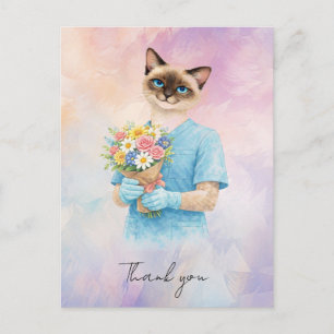 Nurse with Flowers from Nurse to say thank you Postcard