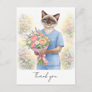 Nurse with Flowers from Nurse to say thank you Postcard