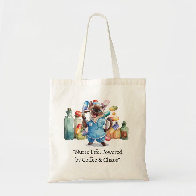 Nurse with funny text for cat lovers  tote bag (Front)