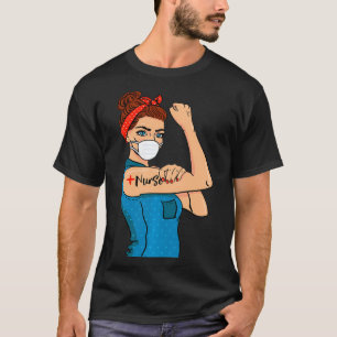 Nurse With Mask Rosie The Riveter Nurse Strong Med T-Shirt