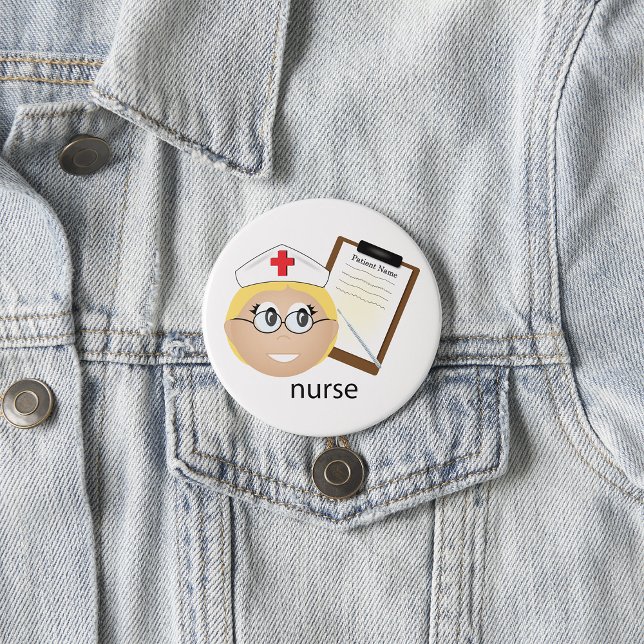 Nurse with Medical Clipboard and Thermometer 7.5 Cm Round Badge (Creator Uploaded)