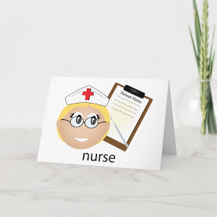 Nurse with Medical Clipboard and Thermometer Card
