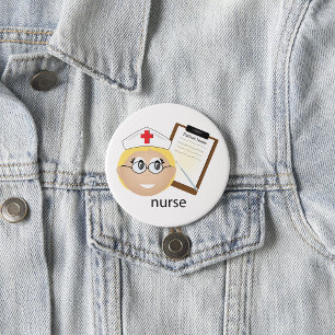 Nurse With Medical Records 7.5 Cm Round Badge