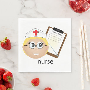 Nurse With Medical Records Napkin