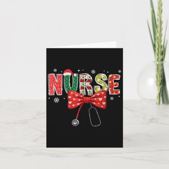 Nurse Xmas Christmas Stethoscope Santa Coquette Bo Card (Front)