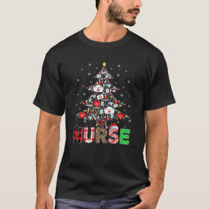 Nurse Xmas Tree Pajamas Santa Elf Reindeer Nurse C T-Shirt