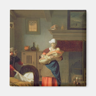 Nursemaid with baby in an interior magnet