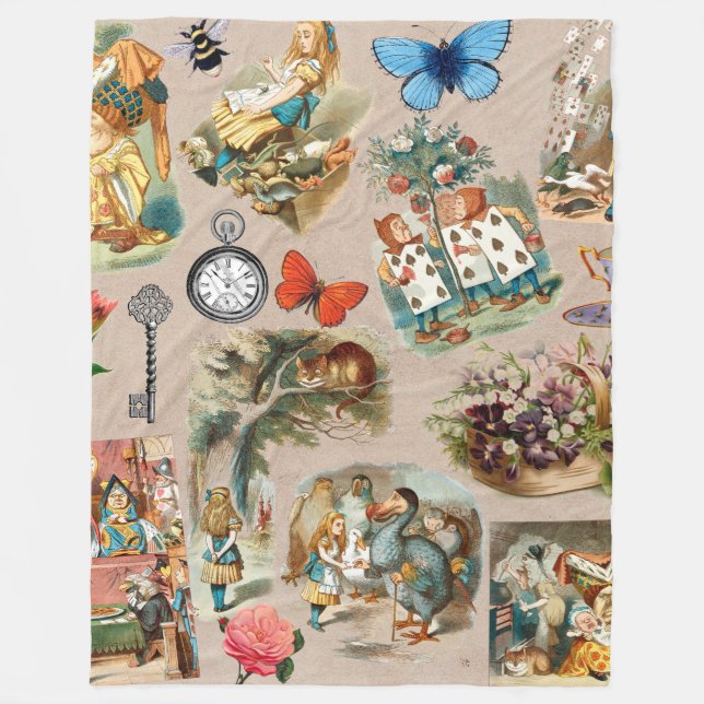  Nursery Alice Colourful 1800s Classic Wonderland  Fleece Blanket (Front)
